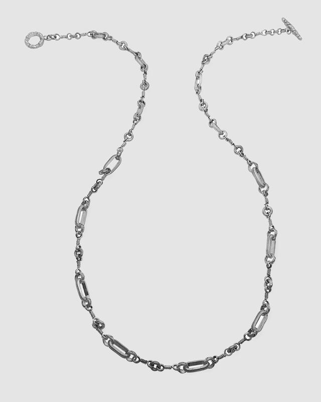 Detailed Chain Link Necklace, 36"L